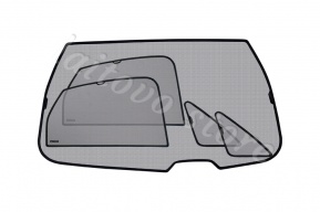 Автошторки Chiko на заднюю полусферу из 5-и элементов, задние: двери, форточки и ветровое стекло для Toyota Avensis 2 (2003-2009) Универсал