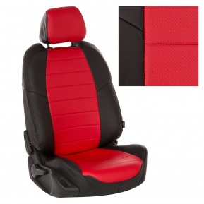 Оригинальные чехлы Автопилот из экокожи на сиденья VW Polo 5 (2010-2020), чёрные + красный
